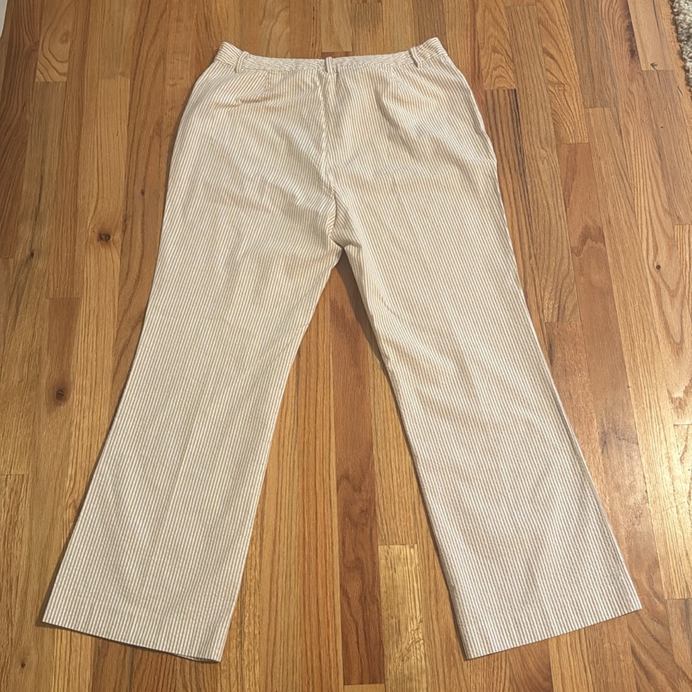 Ralph Lauren Tan & White Striped Pants - Picture 5 of 6
